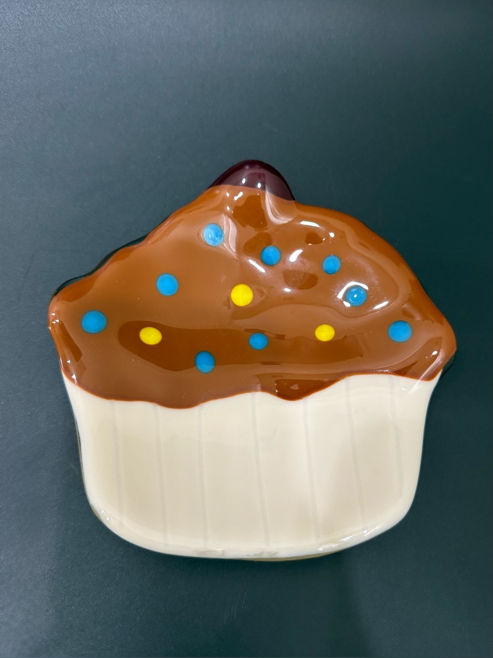 Fused Glass Chocolate Vanilla Cupcake Shaped Small Dish